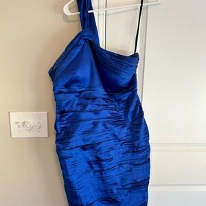 Calvin Klein Royal Blue One-Shoulder Drop Shoulder Dress